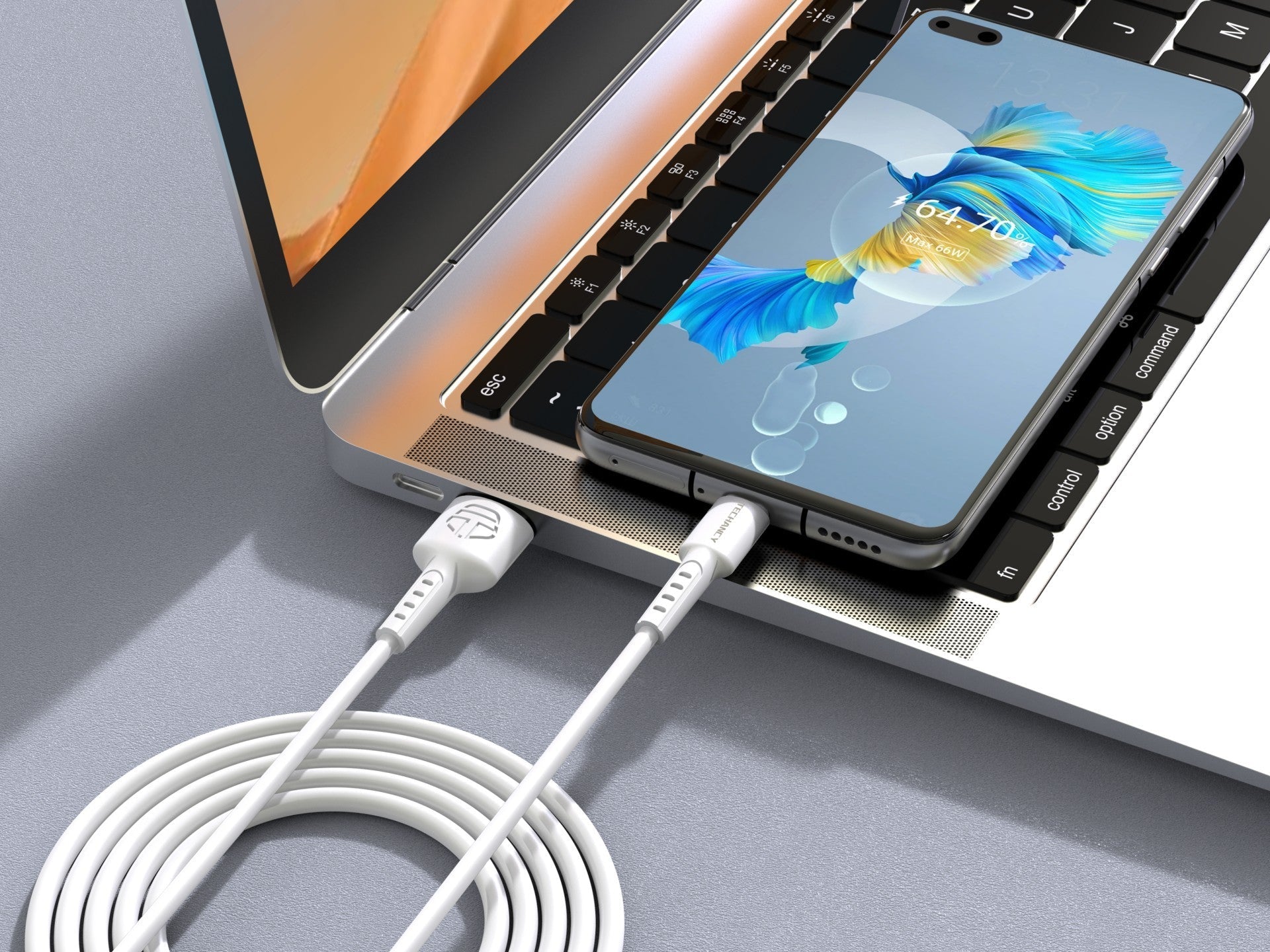 Techancy Cabo De Dados Branco TB1629, Cabo De Carregamento Rápido Usb Para Micro, 3 M/2,4 A, Compatível Com Dispositivos Android REINA.